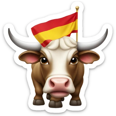 Bull with a Spanish flag sticker