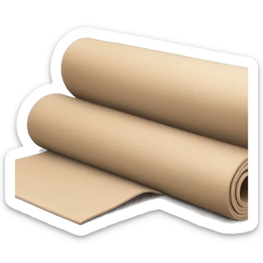 Realistic beige half rolled out yoga mat sticker