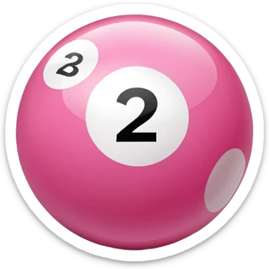 pink billiard ball with the number 23 inside a white circle sticker
