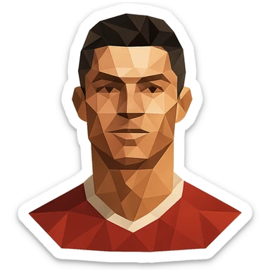 Cristiano Ronaldo as a polygonal icon, geometric shapes, stylized sticker