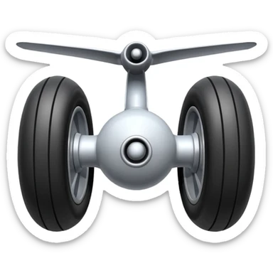 he aircraft's landing gear is one inflated, plump wheel with a strut, black in color, cartoon-style sticker