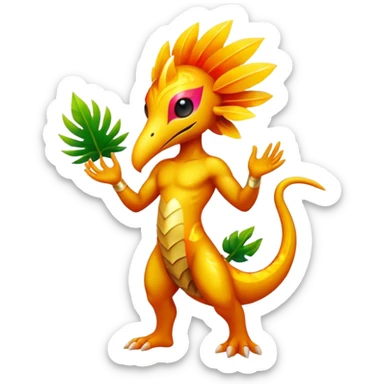 Abstract elemental colorful shiny exotic tropical La Creatura Fakémon full body sticker