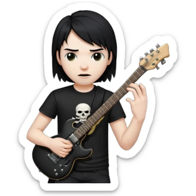 metal head with a black guitar sticker