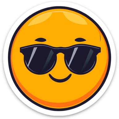 bright orange sun with cool black sunglasses and a cute happy face sticker