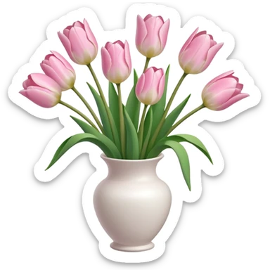 Light pink tulips in white vase sticker