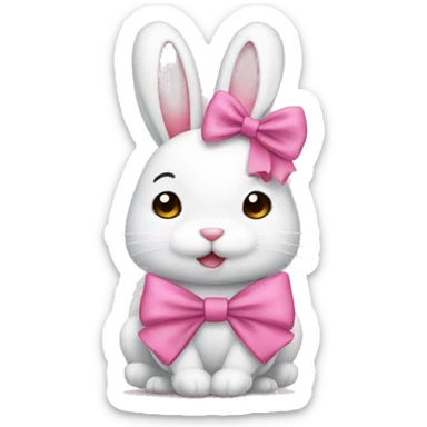 pink bow on bunny sticker