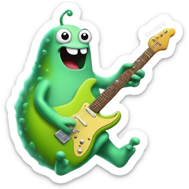 Happy slimy slug playing electric guitar sticker