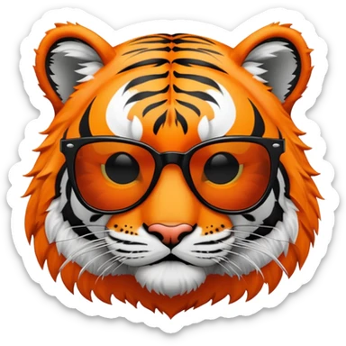 tiger face with deal with it sunglasses dropping down for Twitch emote sticker