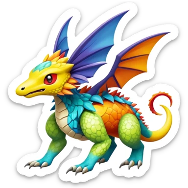 Colorful Exotic Pokémon-Fakémon-hybrid-creature (full body) sticker