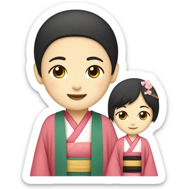 japanese siblings in traditional attire sticker
