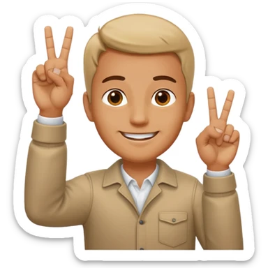 A man indicating God with his hands upward and with his index finger and wearing normal clothes sticker