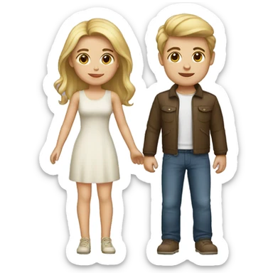 Brunette girl with blond boy sticker