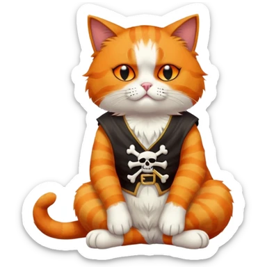 cat full body sitting with a pirate eye patch, one eye closed sticker