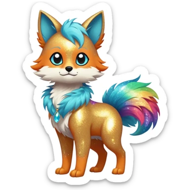 Cool cute Kawaii edgy fantasy animal sparkle fursona Fionbri by griffsnuff & LiLaiRa & Falvie full body sticker