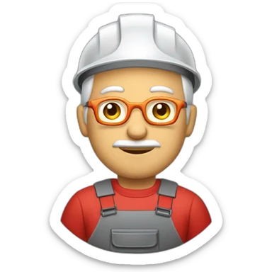 Industrial professional senior mechanical assembler working on the assembly of heavy machinery with a red outfit sticker