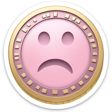 pinkish light blue Coin that is a currency sticker