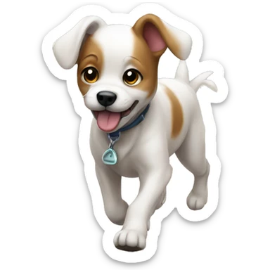 Cute baby dog walking with human sticker