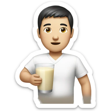 chinese man with milk sticker