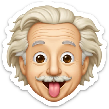 Emoji albert einstein show his tongue as on the famous photo sticker