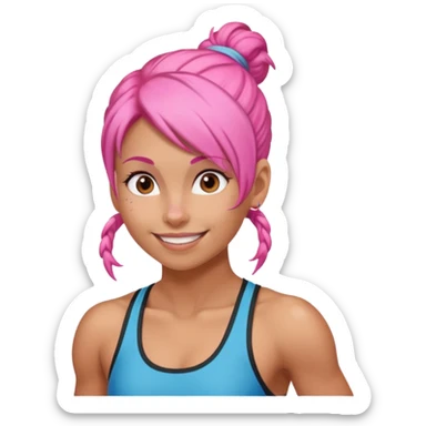 climber woman with pink bun hair sticker