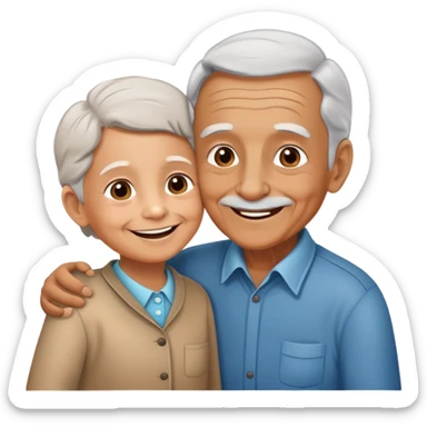 child greeting an elderly person with a smile, cheerful and respectful sticker