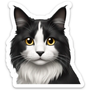 Black and white long haired cat sticker