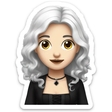 white hair girl with black gothic dress sticker