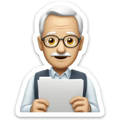 old man with a clipboard sticker