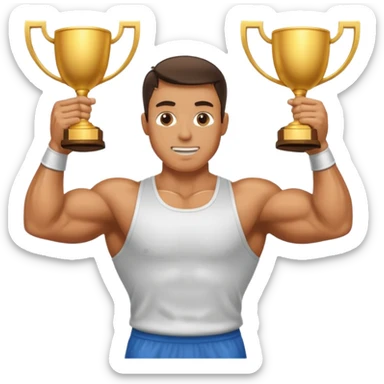 a man lifting trophy  sticker