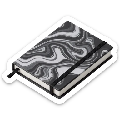 composition notebook, black and white marbled sticker