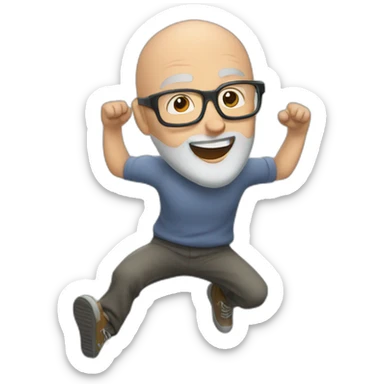 bald guy with glasses and a grey beard jumping around sticker