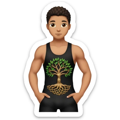 Black weaved tank top body suit with a tree of life pendant  sticker