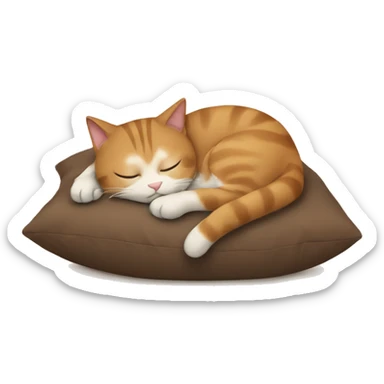 cat sleeping on brown pillow sticker