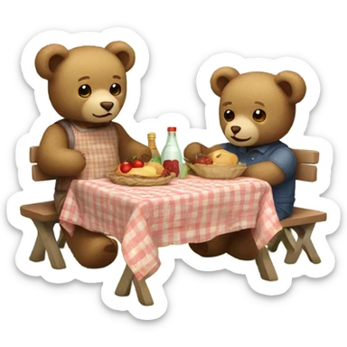 teddy bears having a picnic  sticker