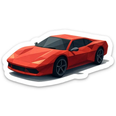 low-poly polygonal Ferrari sports car with geometric shapes sticker