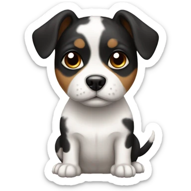 Small dog with white and blacky brown patches  sticker
