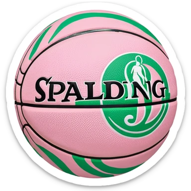 Spalding basketball with NBA logo, white color with pastel pink and green swirls pattern sticker