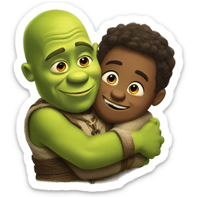 shrek and african hugging  sticker