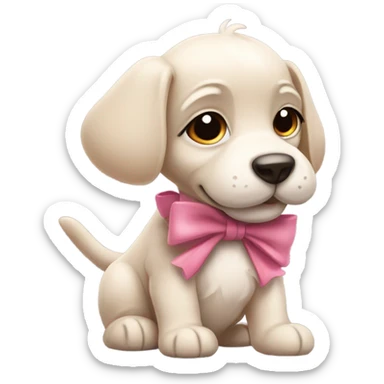 A puppy with a bow￼￼ sticker
