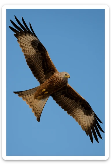 majestic bird of prey milan flying in the air with wings wide spread, detailed feathers, dynamic pose, clear sky background sticker