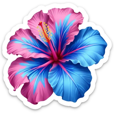 Pink and blue hibiscus  sticker