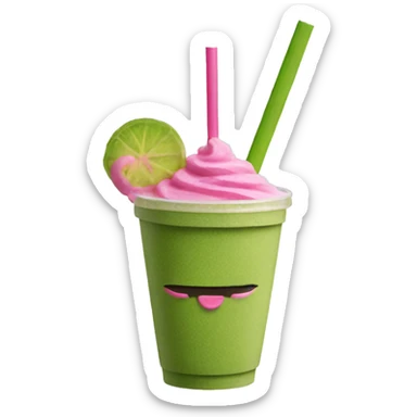Matcha with pink straw  sticker