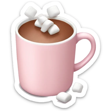 Light Pink mug of hot chocolate with marshmallows  sticker