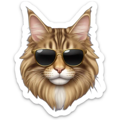 Tabby maine coon with sunglasses sticker