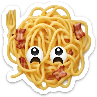 spaghetti with bacon and cheese on a plate sticker