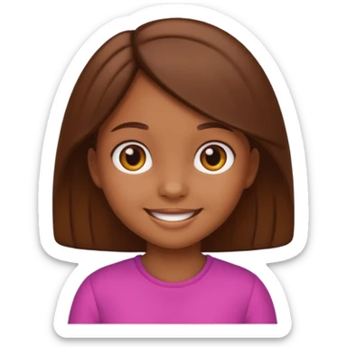 Cute girl kid emoji brown sticker