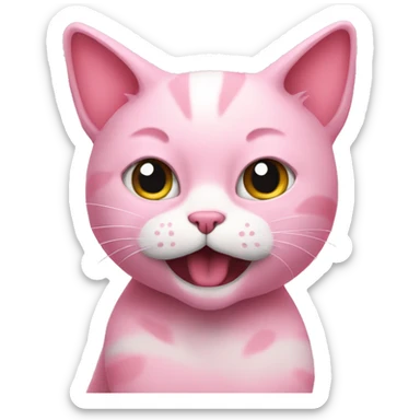 Pink cat calling someone an idiot sticker