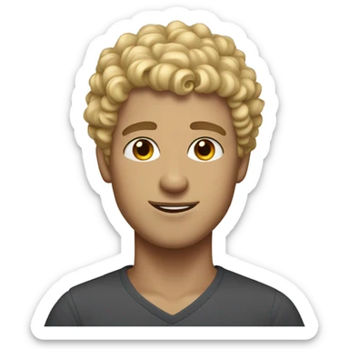 very Curly blonde short hair guy, dark brown eyes sticker