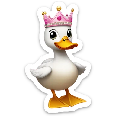 Duck with pink tutu and crown sticker