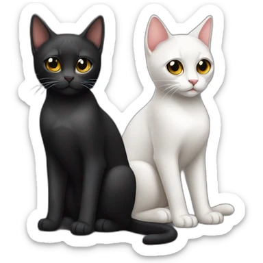 Gato negro y gata tricolor sticker